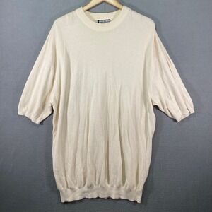 GIORGIO FELLINI Mens 2X Beige‎ Silk Cotton Short Sleeve Knit Sweater Top